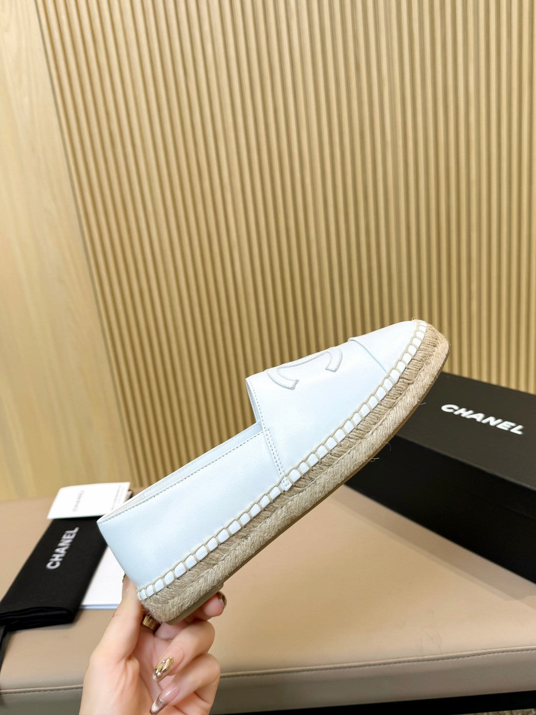 cc espadrilles all white calfskin