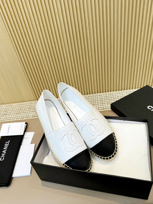 cc espadrilles white black calfskin