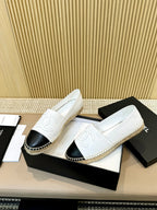 cc espadrilles white black calfskin