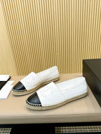cc espadrilles white black calfskin