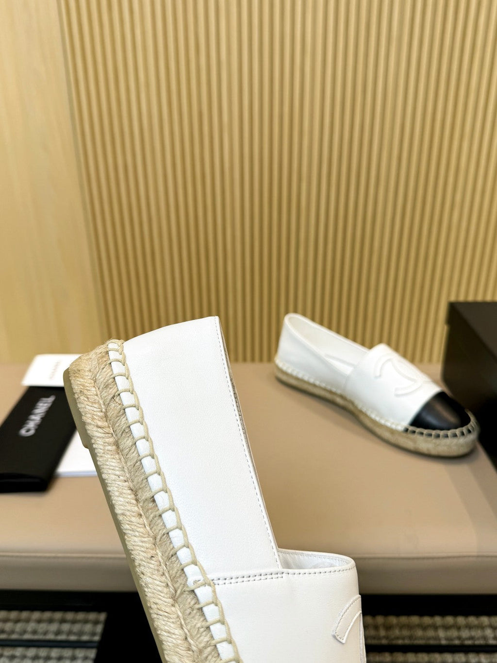 cc espadrilles white black calfskin