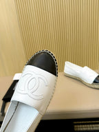cc espadrilles white black calfskin