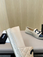 cc espadrilles light beige black quilted caflskin