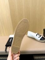cc espadrilles white black quilted calfskin