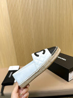 cc espadrilles white black quilted calfskin
