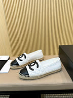 cc espadrilles white black quilted calfskin