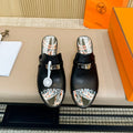 HEDEN MULE 80 BLACK CALFSKIN WITH PATTERN