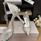 Jimmy 26 Stevie Pump 9cm Sliver Crystal Leather 681910
