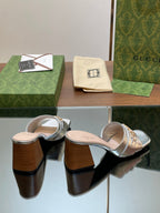GG SIGNORIA SLIDE SANDAL SILVER DENIM