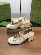 GG HORSEBIT PUMP WHITE LAMBSKIN