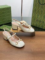 GG HORSEBIT PUMP WHITE LAMBSKIN