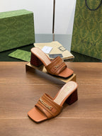 GG SIGNORIA SLIDE SANDAL CARAMEL DENIM