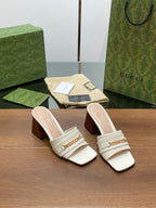 GG SIGNORIA SLIDE SANDAL WHITE DENIM