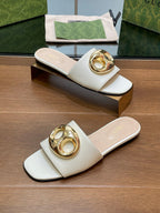 FLAT MULE IN WHITE CALFSKIN