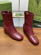 GG Horsebit Ankle Boot 65 Burgundy Calfskin