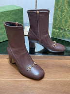 GG Horsebit Ankle Boot 65 Chocolate Calfskin
