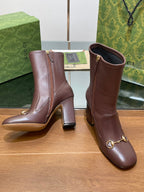 GG Horsebit Ankle Boot 95 Chocolate Calfskin