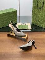 GG HIGH SLINGBACK 10.5 CM IN DOVE GREY GLOSSY CALFSKIN