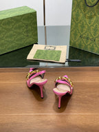 GG HIGH SLINGBACK 10.5 CM IN FUSICA PINK GLOSSY CALFSKIN