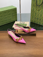 GG MID-HEELED SLINGBACK 4.5 CM IN FUSICA PINK GLOSSY CALFSKIN