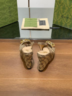 GG WEDGE PLATFORM IN CAMEL BROWN MONOGRAM JACQUARD FABRIC