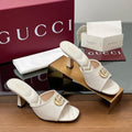 GG Canvas Mid-Heel Mules 7.5cm White Sheepskin 646478