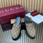 Gucci 25 Horsebit Mule Brown Beige GG Suede 563077