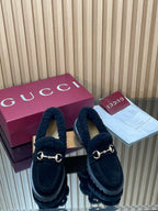 Gucci 2025 Horsebit Loafer Black Suede Wool 563043