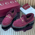 Gucci 2025 Horsebit Loafer Red Suede Wool 563046