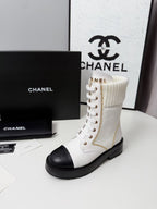 CC 26s Ankle Boot Black White Leather Wool