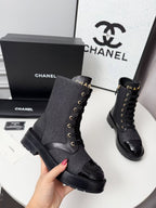 CC 26s Ankle Boot Black Blue Denim Patent Leather