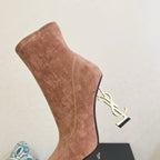 YSL 2025 Opyum 110mm Heel Ankle Boot Light Brown Suede 575012