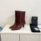 YSL 2025 Short Boot Brown Calfskin 575015