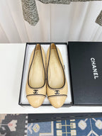 CC Slingback With Black Contrast Stitching Beige Lambskin 476708