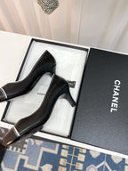 CC Slingback With White Contrast Stitching Black Lambskin 476707