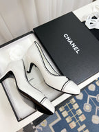 CC Slingback With Black Contrast Stitching White Lambskin 476709