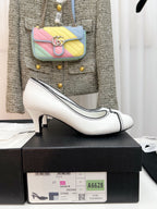 CC Slingback With Black Contrast Stitching White Lambskin 476709
