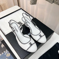 CC Slingback Heels With Black Contrast Stitching White Lambskin 476712