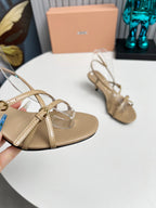 Miu 26s Sandals 5.5cm Beige Patent Leather 680447