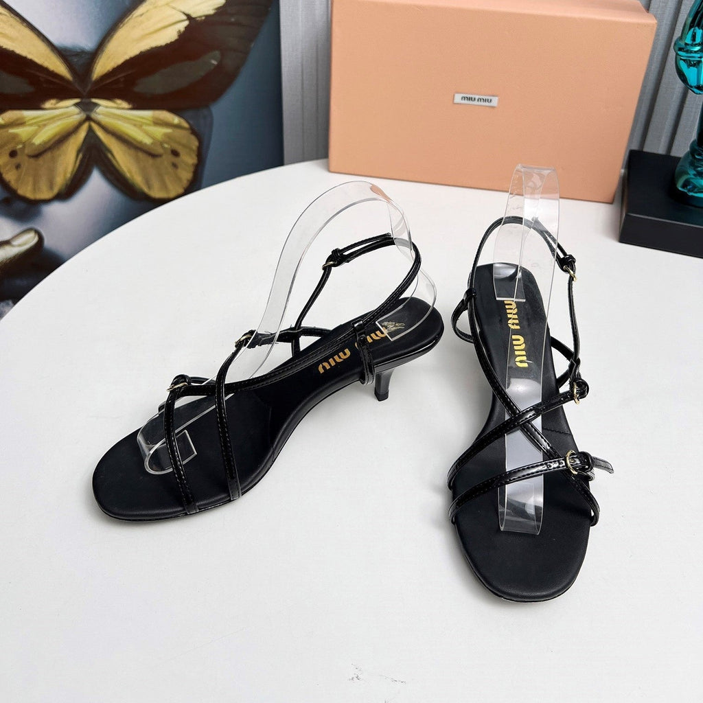 Miu 26s Sandals 5.5cm Black Patent Leather 680448