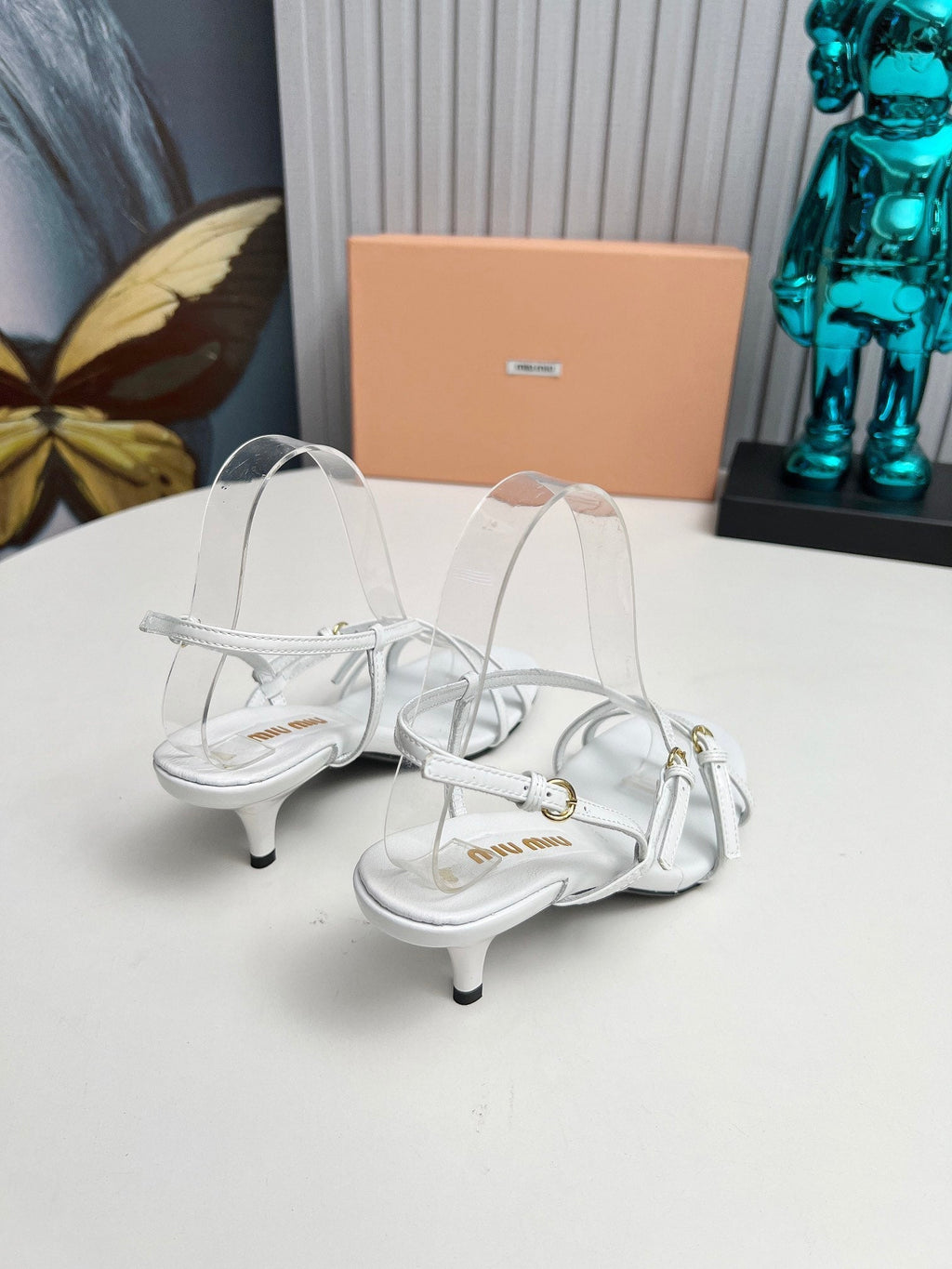 Miu 26s Sandals 5.5cm White Patent Leather 680449