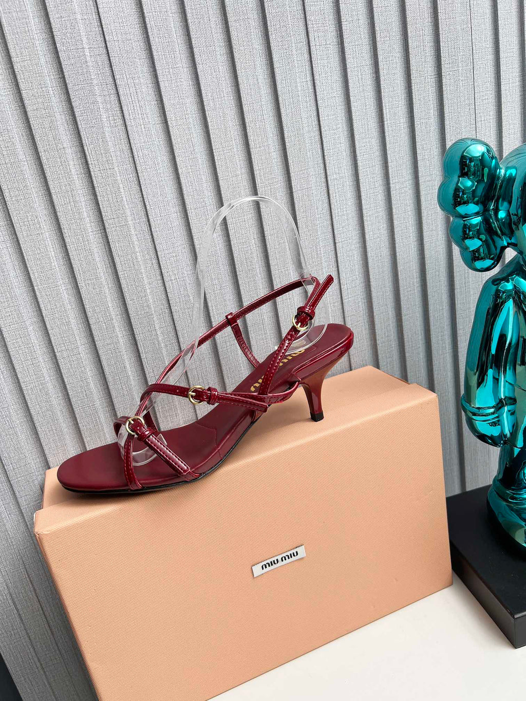 Miu 26s Sandals 5.5cm Burgundy Patent Leather 680450