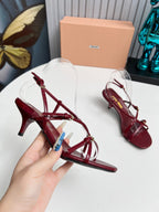 Miu 26s Sandals 5.5cm Burgundy Patent Leather 680450