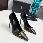 YSL Hermione Pump 11cm Black Sheepskin 680399
