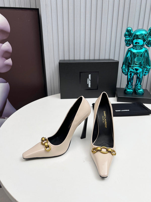YSL Hermione Pump 11cm Beige Patent Leather 680400