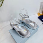 PRA 26SS Platform Sandals 75 Sliver Metallic Sheepskin 592378