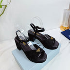 PRA 26SS Platform Sandals 75 Black Suede Sheepskin 592387