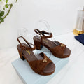 PRA 26SS Platform Sandals 75 Dark Brown Suede Sheepskin 592389