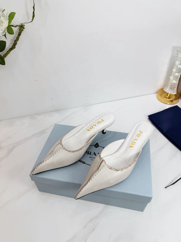 PRA 26SS High Heel Mule 55 Ivory Beige Cowhide 592409