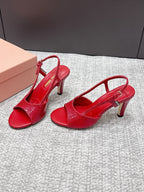 Miu 26s Heeled Sandals 8.5cm Red Snakeskin Texture 680491